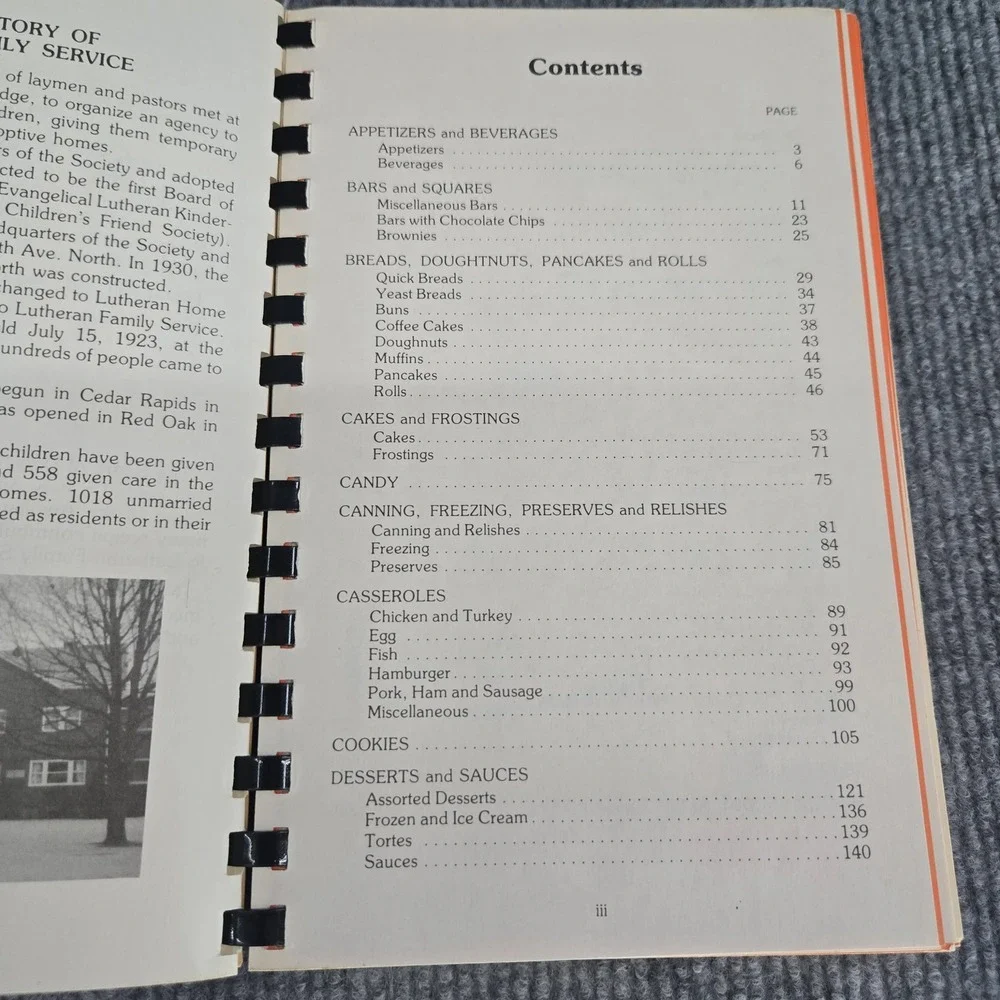 Lutheran Family Service Auxiliary Cook Book Spiral Bound Recipes